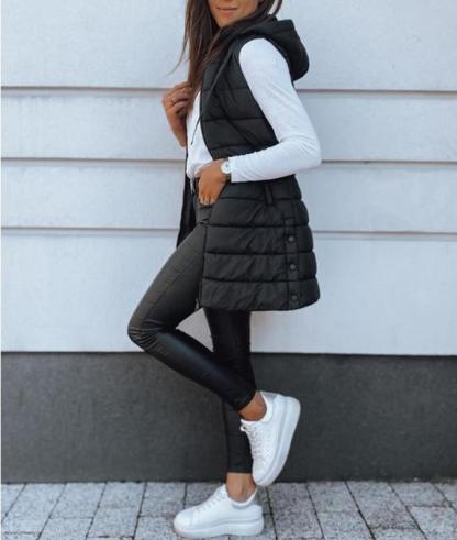 🏆50K+ SOLD! ❄️ Women Long Puffer Vest 👗 | Solid Color | Sleeveless | Hooded | Winter Wear 💕