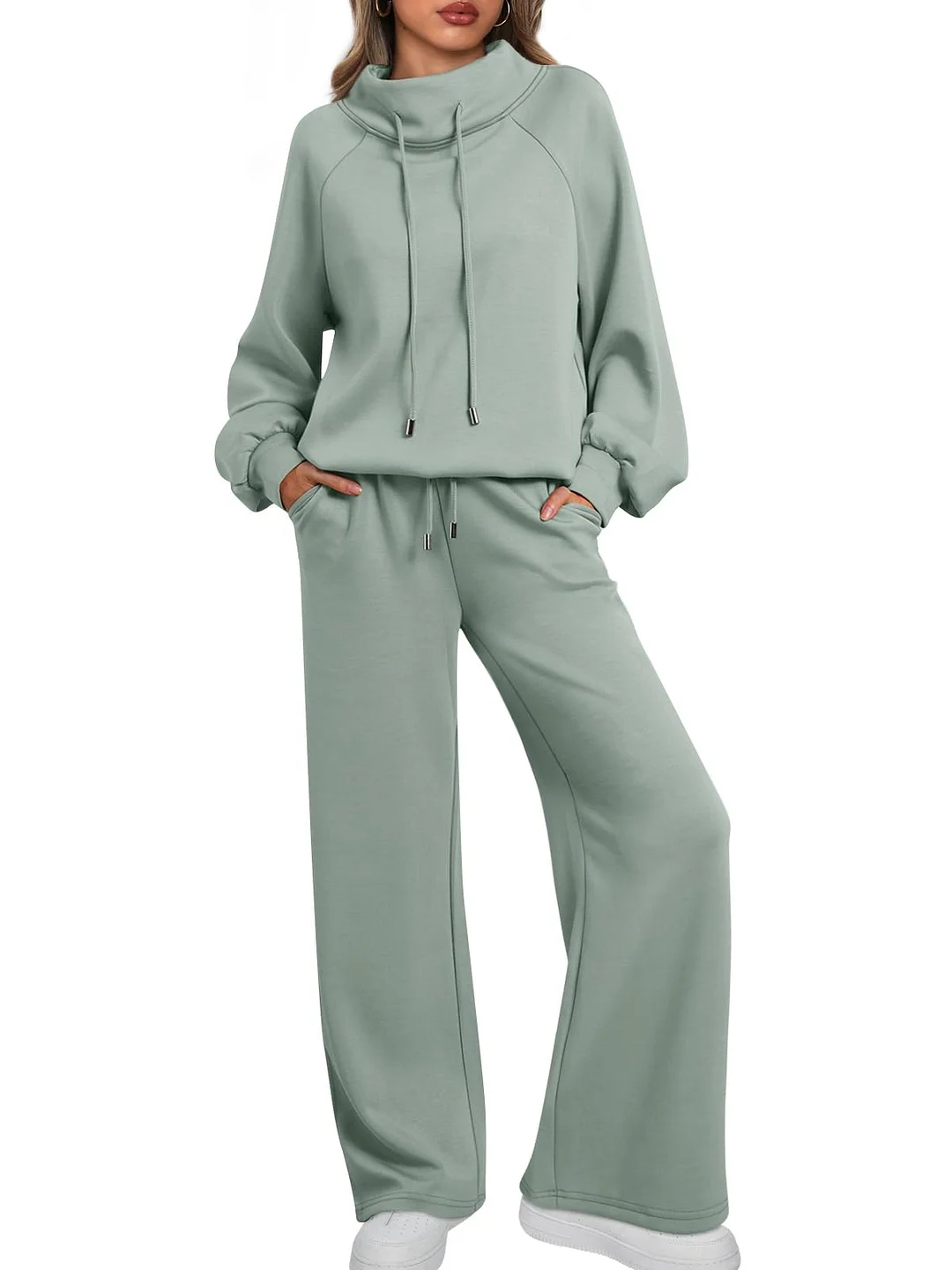 🔥2025 Women's Cotton Holiday Casual Crew Neck Drawstring Sweatshirt Set