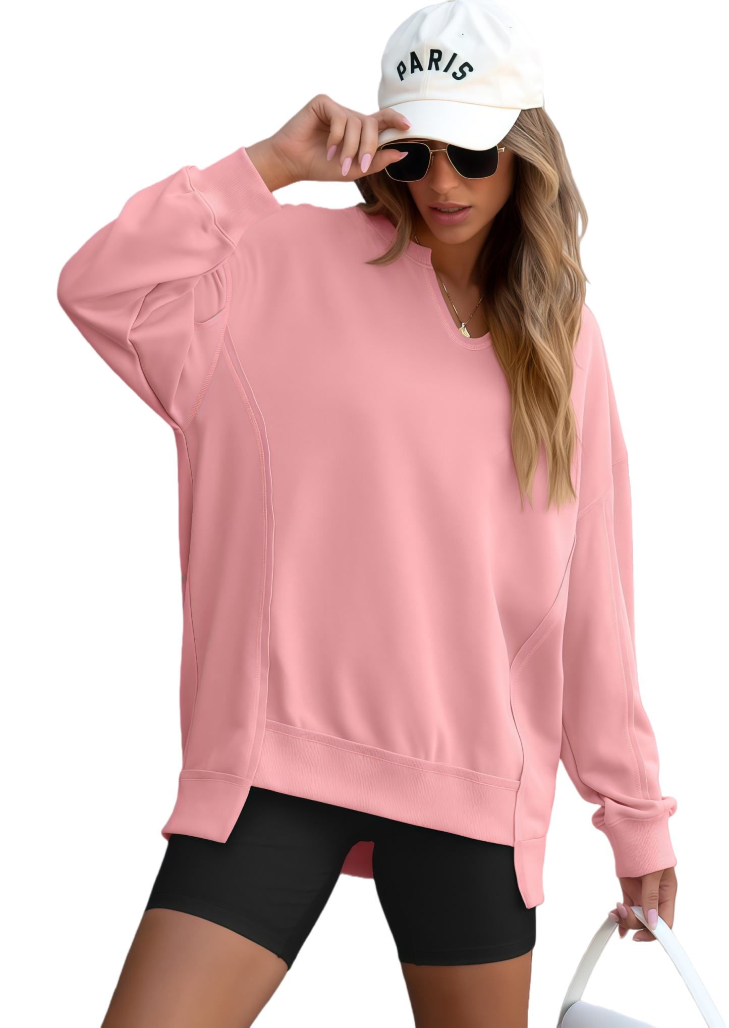 🔥Womens Oversized Sweatshirt V Neck Long Sleeve Tunic Lightweight Pullover