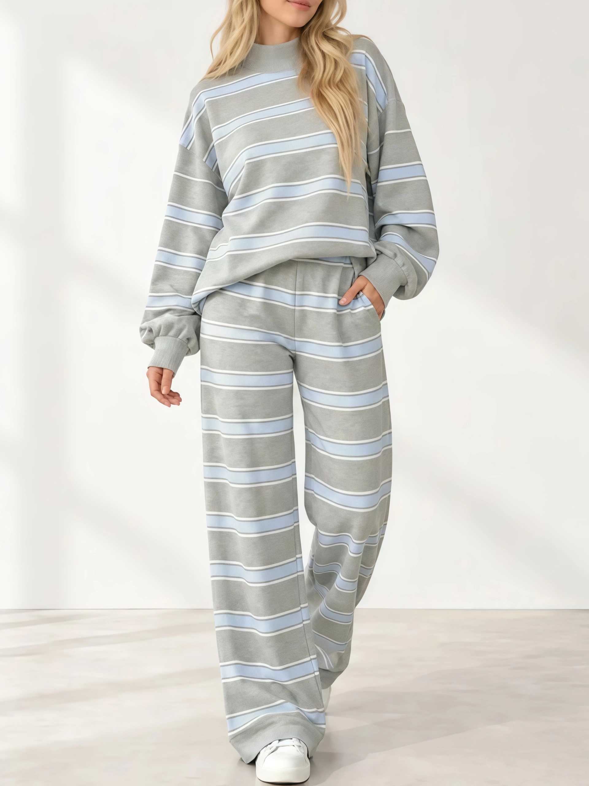 𝒞𝒶𝓂𝒷𝒾𝓈𝓉𝒻𝓍 Women's Striped Print Two-Piece Set