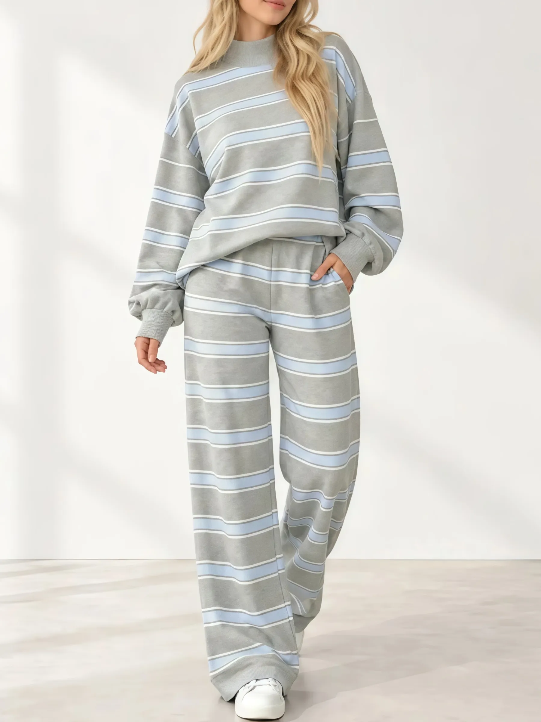 𝒞𝒶𝓂𝒷𝒾𝓈𝓉𝒻𝓍 Women's Striped Print Two-Piece Set
