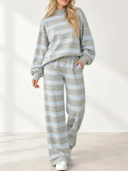 𝒞𝒶𝓂𝒷𝒾𝓈𝓉𝒻𝓍 Women's Striped Print Two-Piece Set