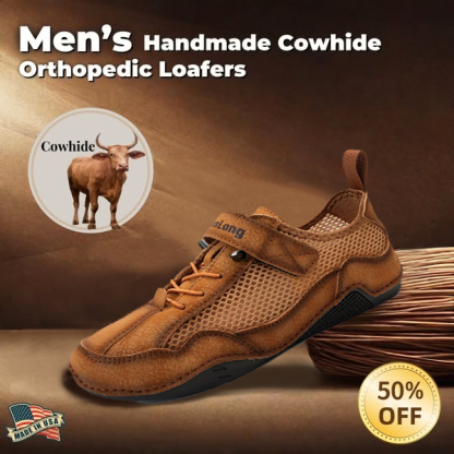 ⏰Promotion - 50% OFF🔥Men's Breathable Leather Orthopedic Shoes – Hand-Stitched. Non-Slip