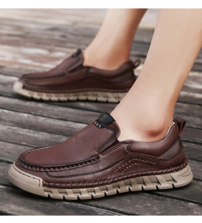 Men's Casual Leather Split Flat Loafers