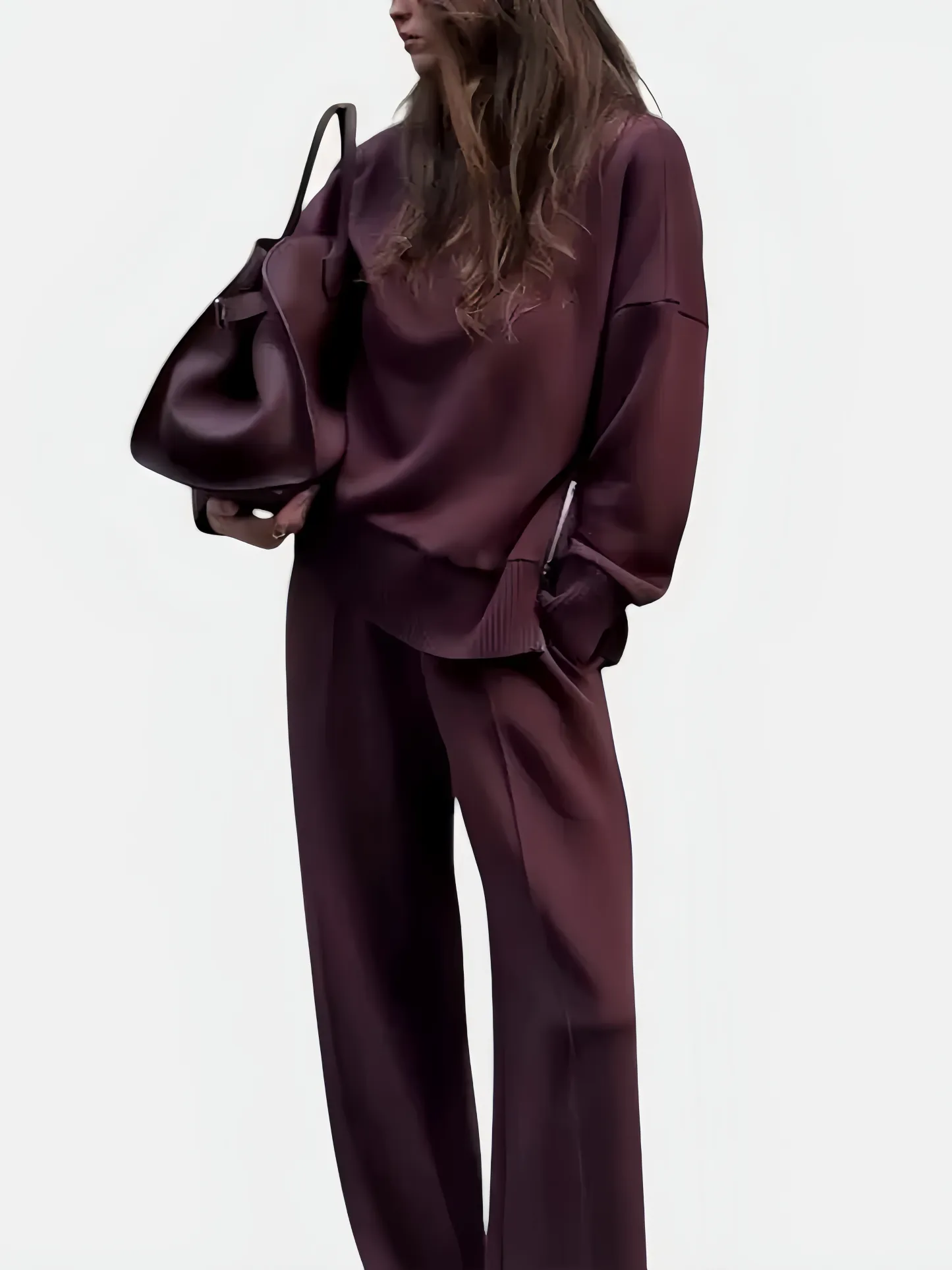 🔥Urban Minimalist Oversized Sweatshirt & Wide-Leg Pants Co-ord Set