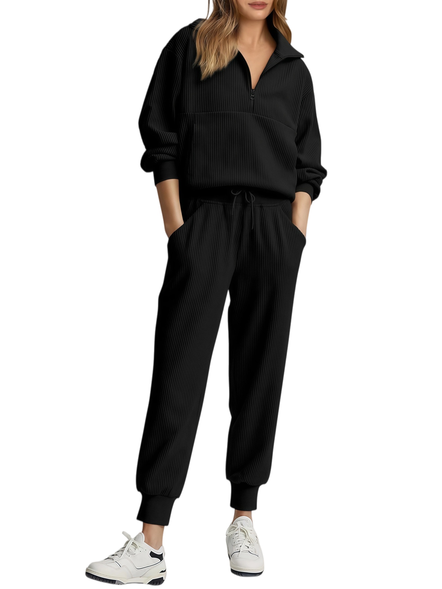 2026 NEW 🔥 Women's Cotton Two-Piece Oversized Drawstring Sweatshirt Wide Leg Sweatpants Casual Set