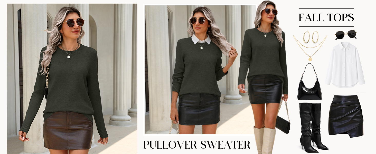 Zeagoo Womens Wool Blend Sweaters CrewNeck Long Sleeve Pullover Casual Basic Top