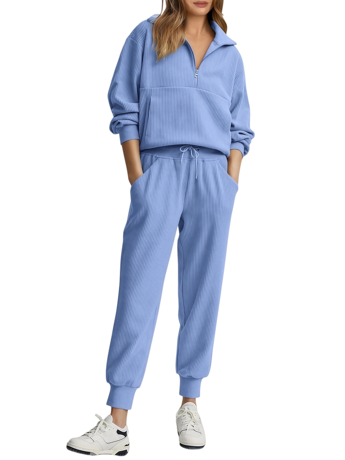 NEW 🔥 Women's Cotton Two-Piece Oversized Drawstring Sweatshirt Wide L