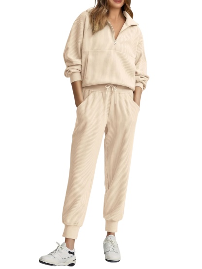 2026 NEW 🔥 Women's Cotton Two-Piece Oversized Drawstring Sweatshirt Wide Leg Sweatpants Casual Set