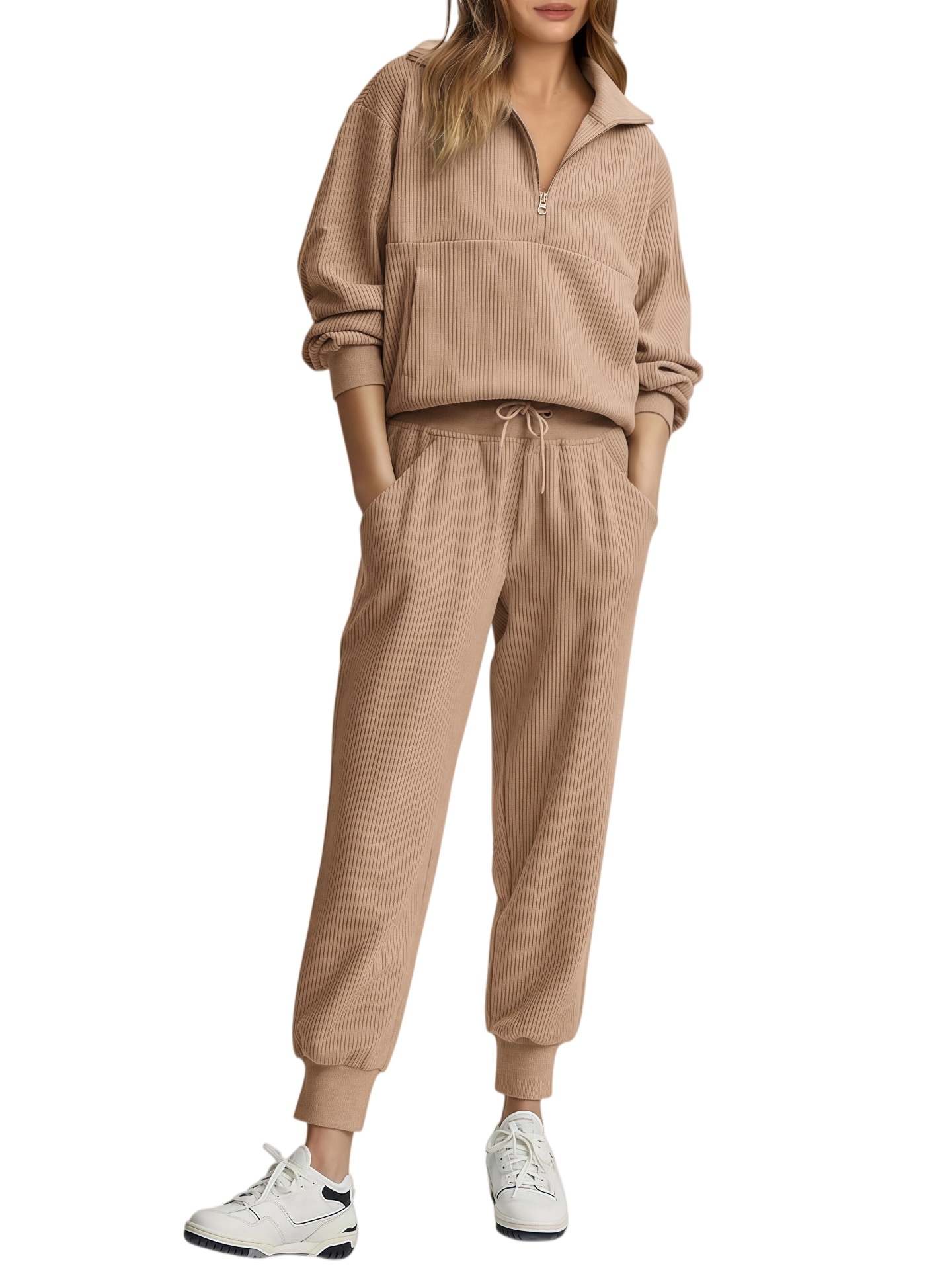 2026 NEW 🔥 Women's Cotton Two-Piece Oversized Drawstring Sweatshirt Wide Leg Sweatpants Casual Set
