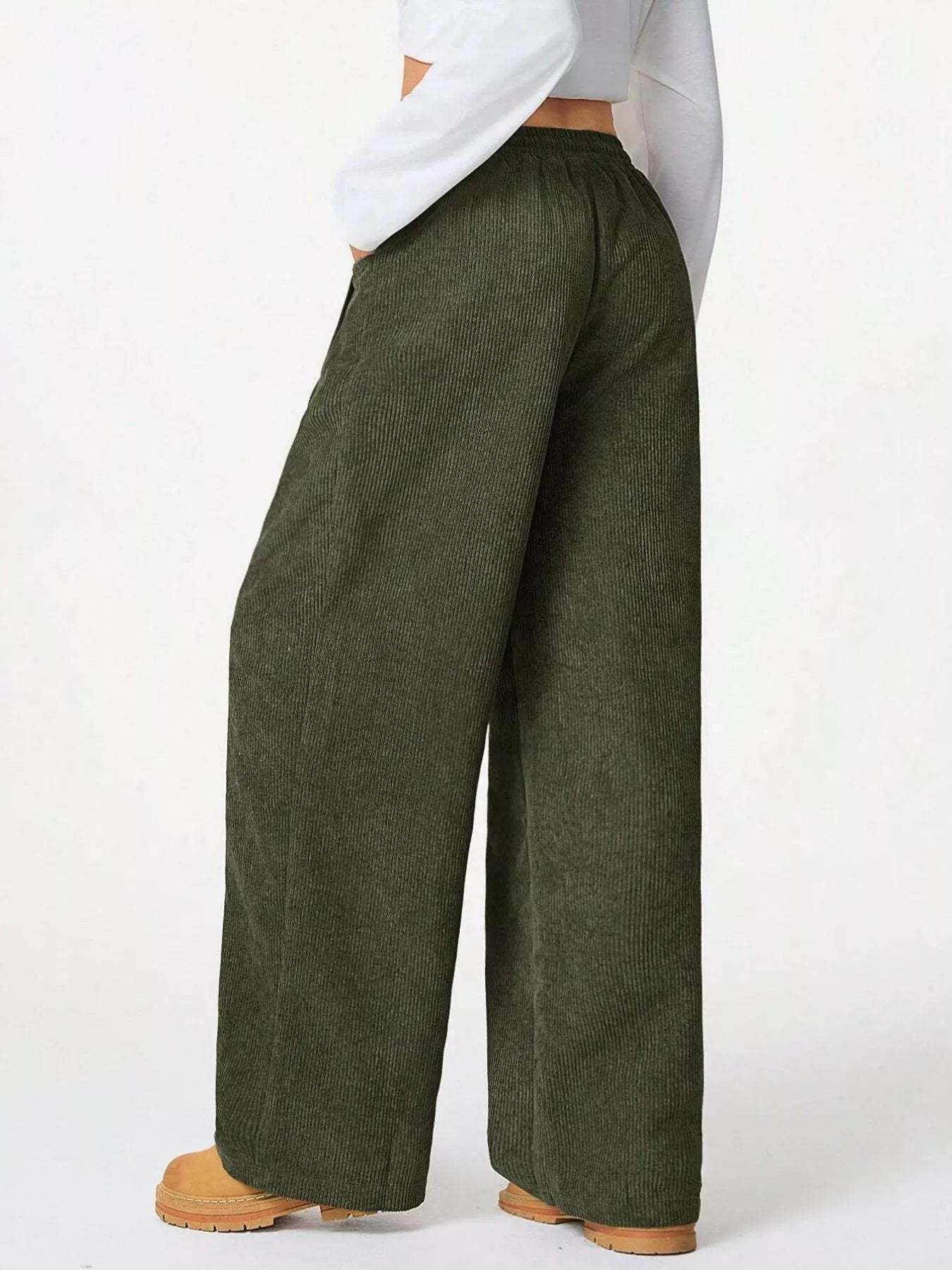 Wide Leg Corduroy Drawstring Pants