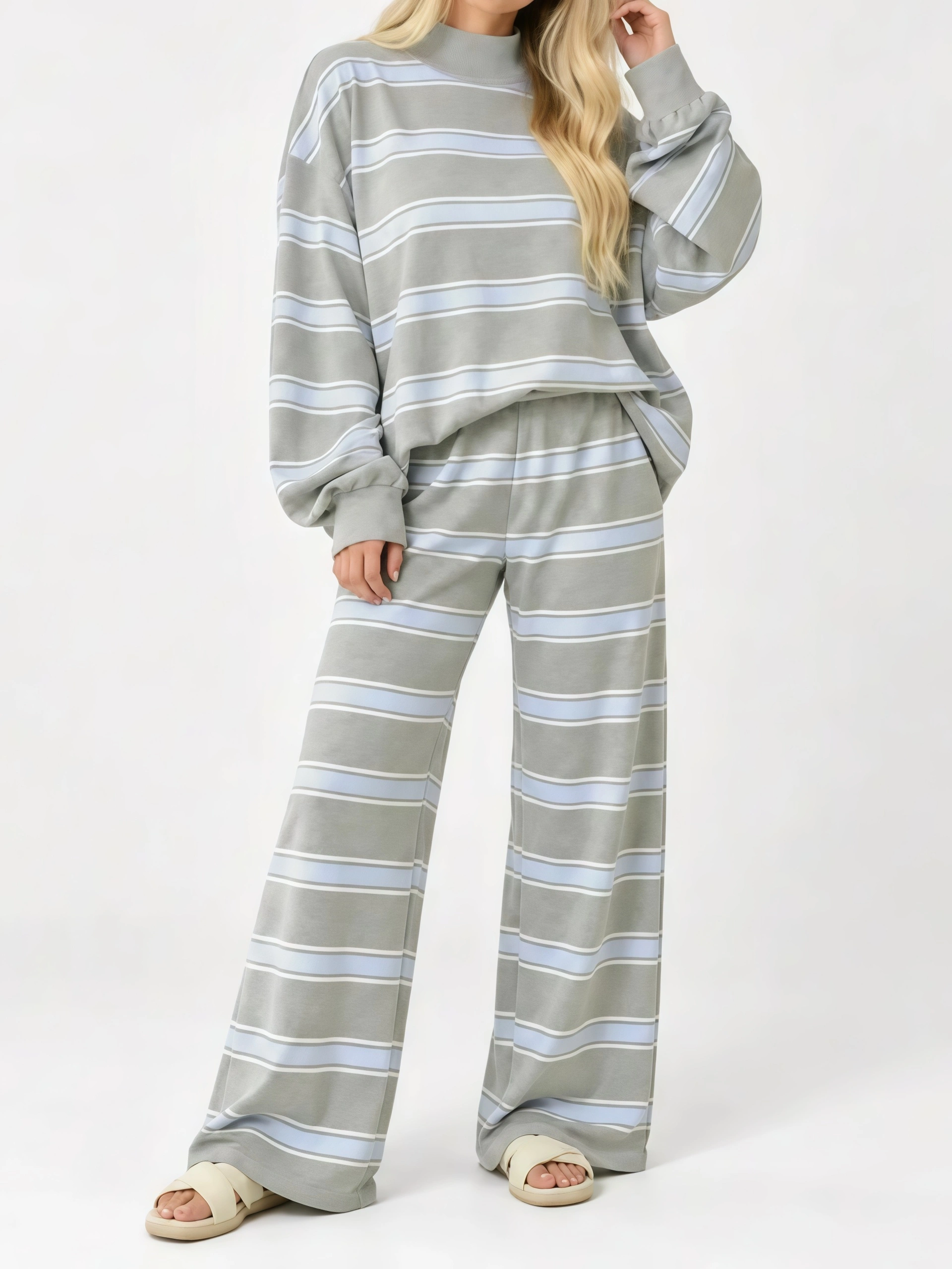 𝒞𝒶𝓂𝒷𝒾𝓈𝓉𝒻𝓍 Women's Striped Print Two-Piece Set