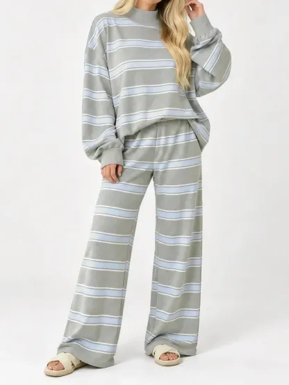 𝒞𝒶𝓂𝒷𝒾𝓈𝓉𝒻𝓍 Women's Striped Print Two-Piece Set