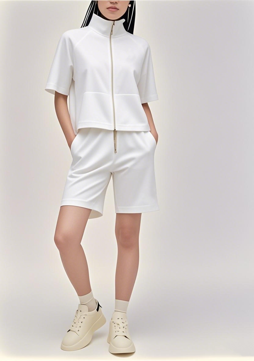 New Arrival 2025 SS American - inspired All - Zip Versatile Short - sleeve Shorts Ensemble