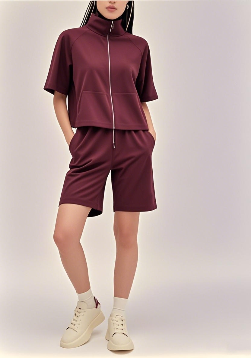 New Arrival 2025 SS American - inspired All - Zip Versatile Short - sleeve Shorts Ensemble