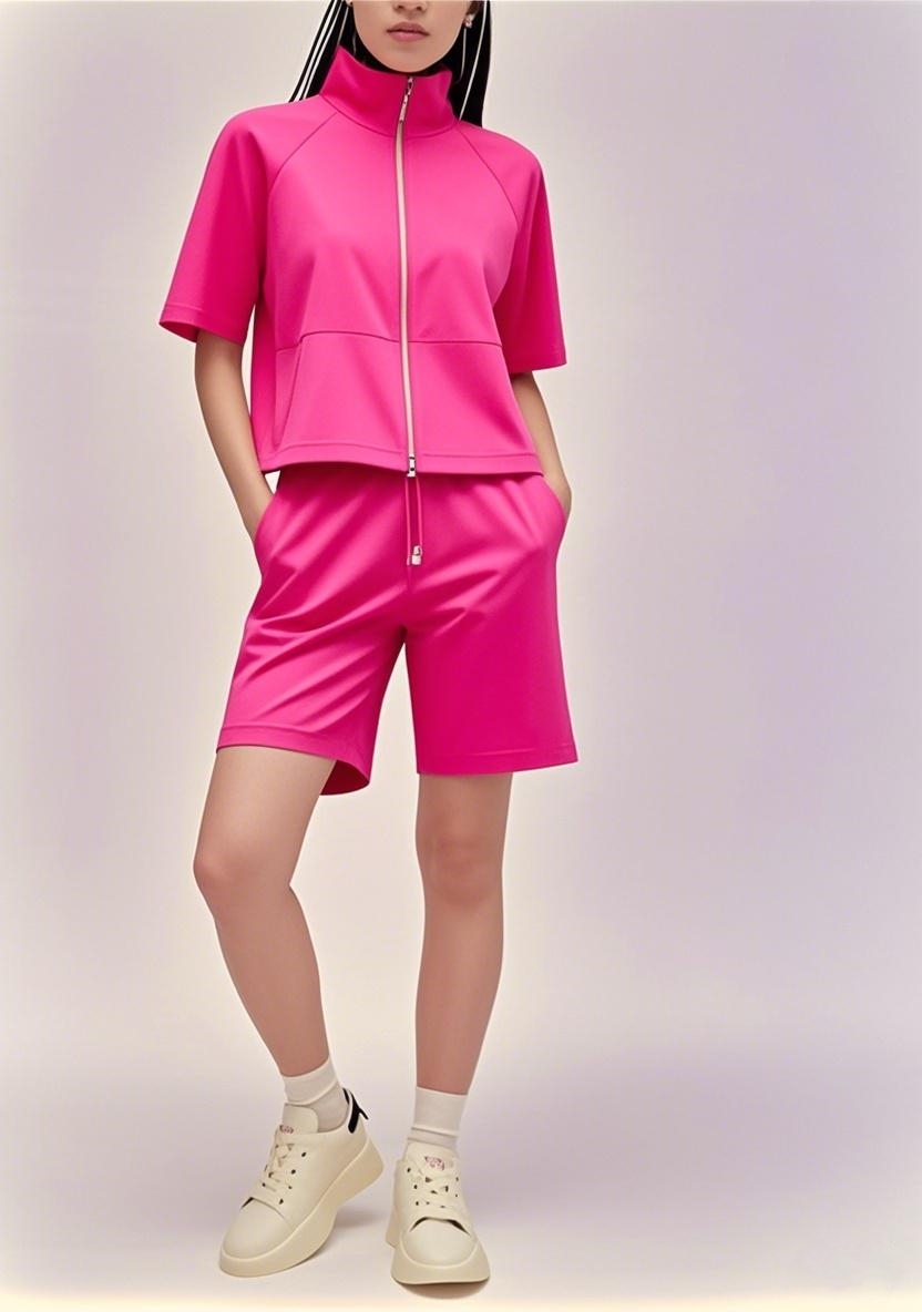 New Arrival 2025 SS American - inspired All - Zip Versatile Short - sleeve Shorts Ensemble