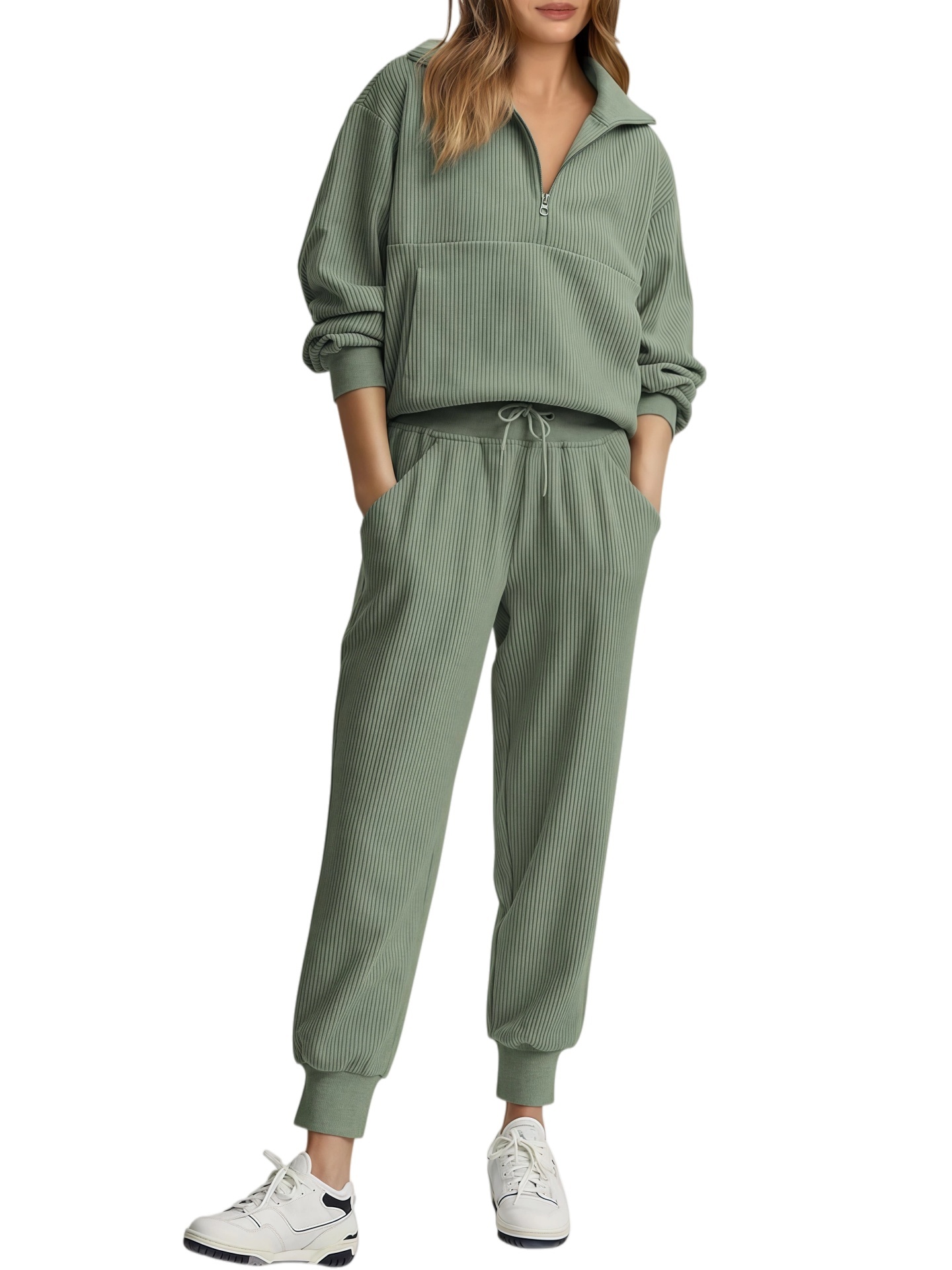 2026 NEW 🔥 Women's Cotton Two-Piece Oversized Drawstring Sweatshirt Wide Leg Sweatpants Casual Set