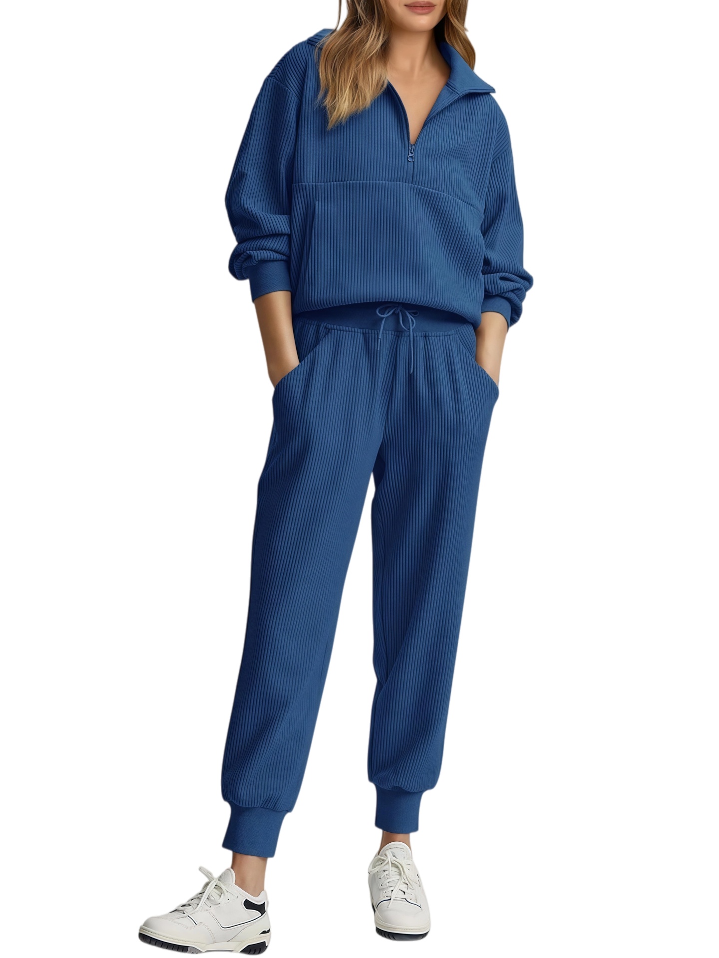 2026 NEW 🔥 Women's Cotton Two-Piece Oversized Drawstring Sweatshirt Wide Leg Sweatpants Casual Set