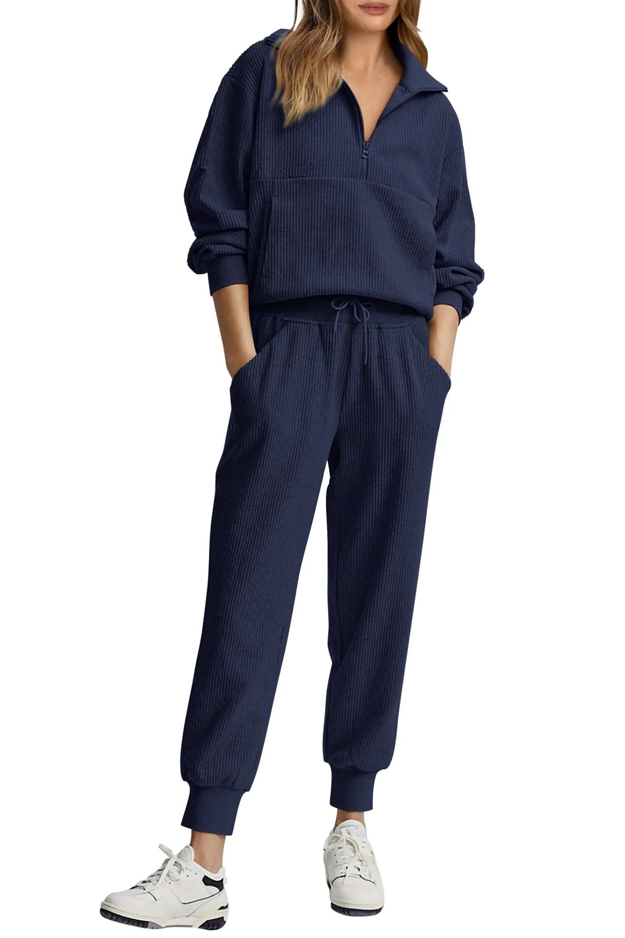 ⏰Hot Sale-Womens 2 Piece Long Sleeve Half Zip Pullover Fall Tracksuit Sweatsuits Set(Buy 2 Free Shipping)