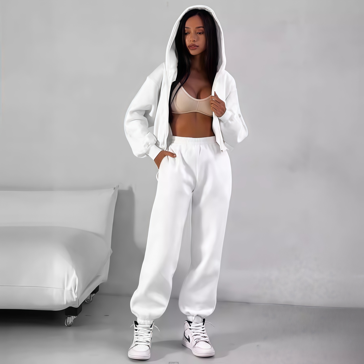 🔥Women's Cropped Hooded Sweatshirt and Jogging Pants Tracksuit
