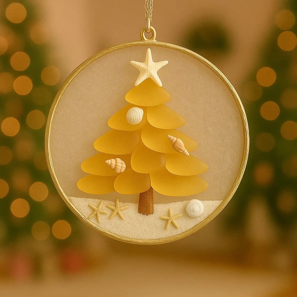 🌊🎄Handmade Sea Glass Christmas Tree Ornament