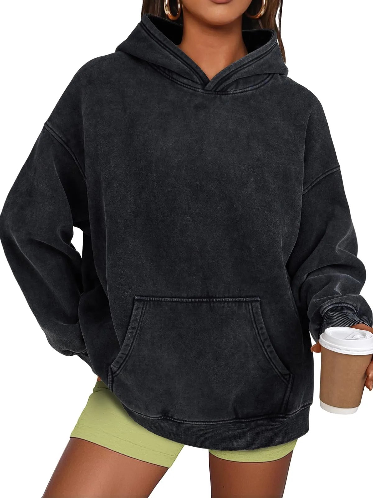 🔥Unisex Casual Oversized Acid Wash Tops Hoodie Pullover