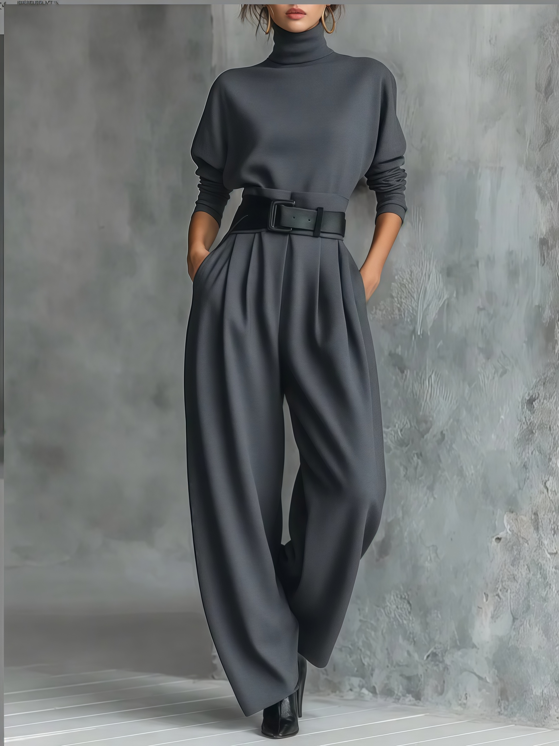 VAULT FASHION -Turtleneck & Straight Leg Pants Set