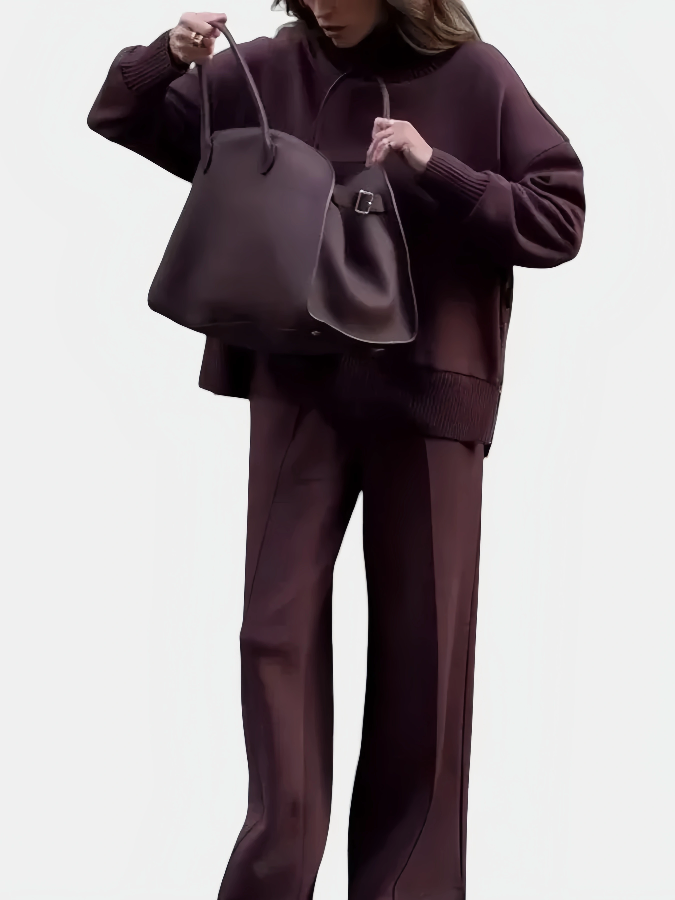 Urban Minimalist Oversized Sweatshirt & Wide-Leg Pants Co-ord Set