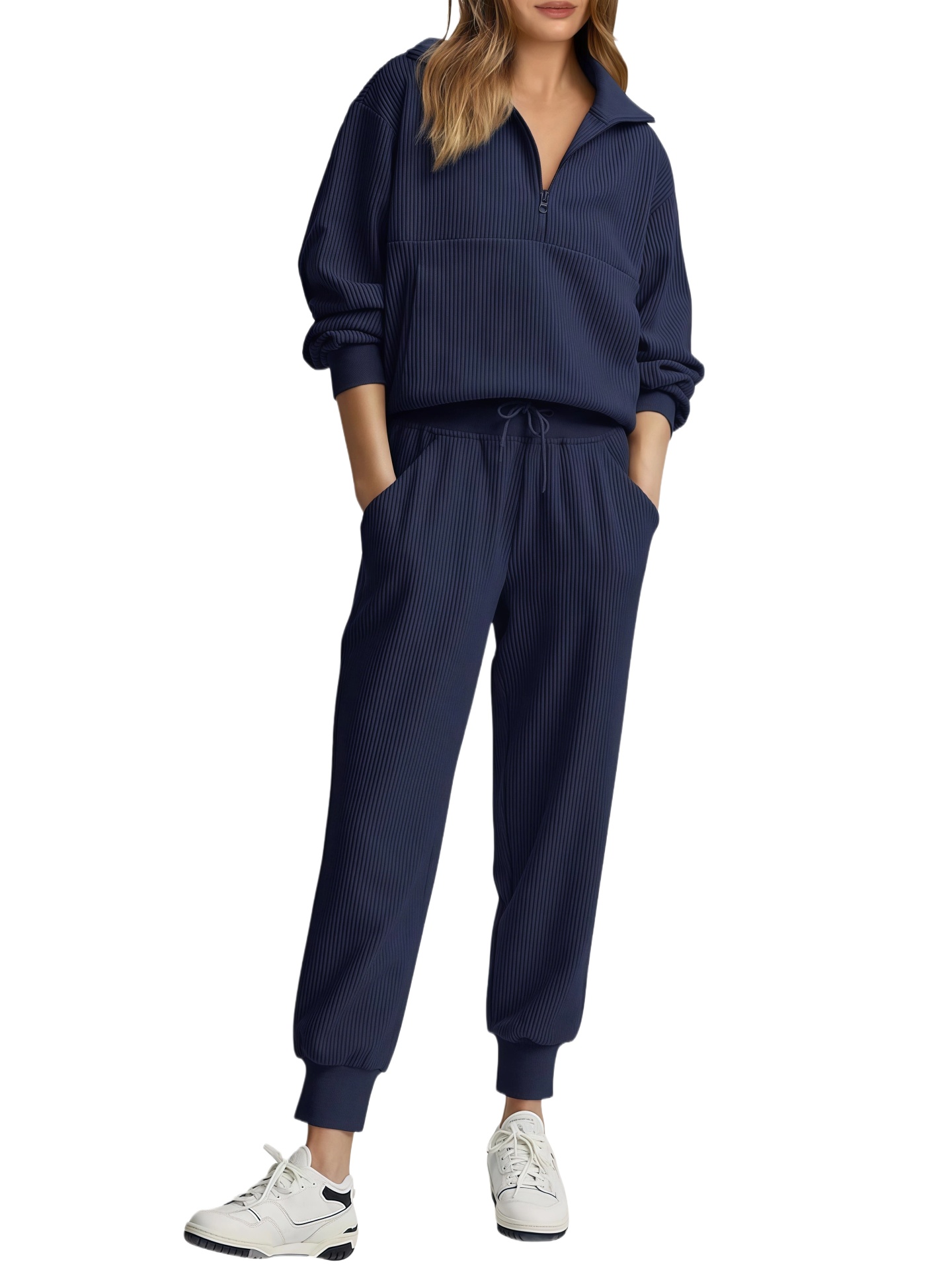 2026 NEW 🔥 Women's Cotton Two-Piece Oversized Drawstring Sweatshirt Wide Leg Sweatpants Casual Set
