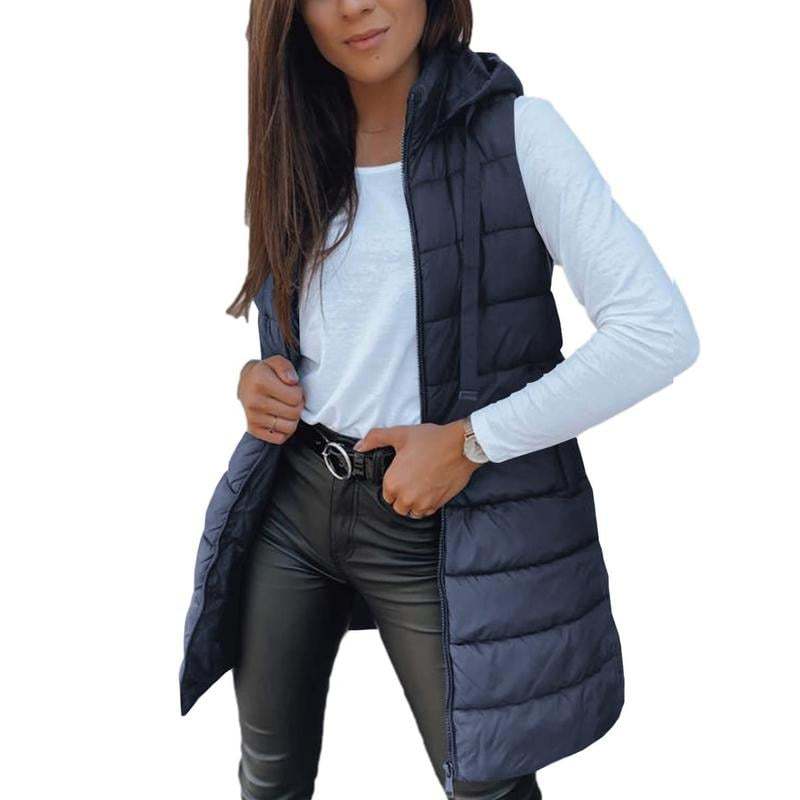 🏆50K+ SOLD! ❄️ Women Long Puffer Vest 👗 | Solid Color | Sleeveless | Hooded | Winter Wear 💕