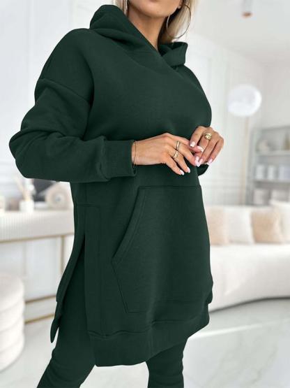 🔥Women's Fashion Solid Color Hoodie and Lined Leggings two-piece set