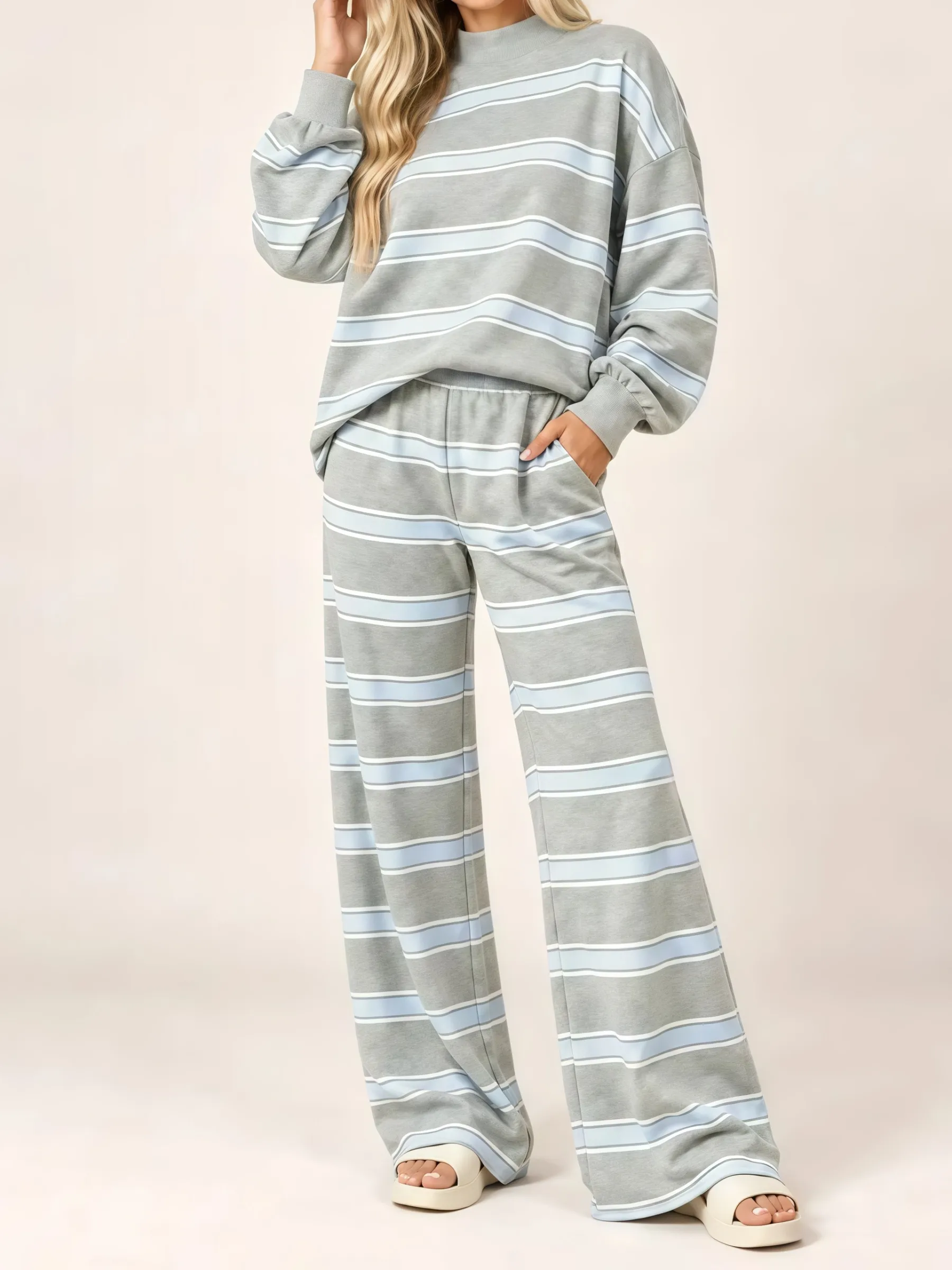 𝒞𝒶𝓂𝒷𝒾𝓈𝓉𝒻𝓍 Women's Striped Print Two-Piece Set