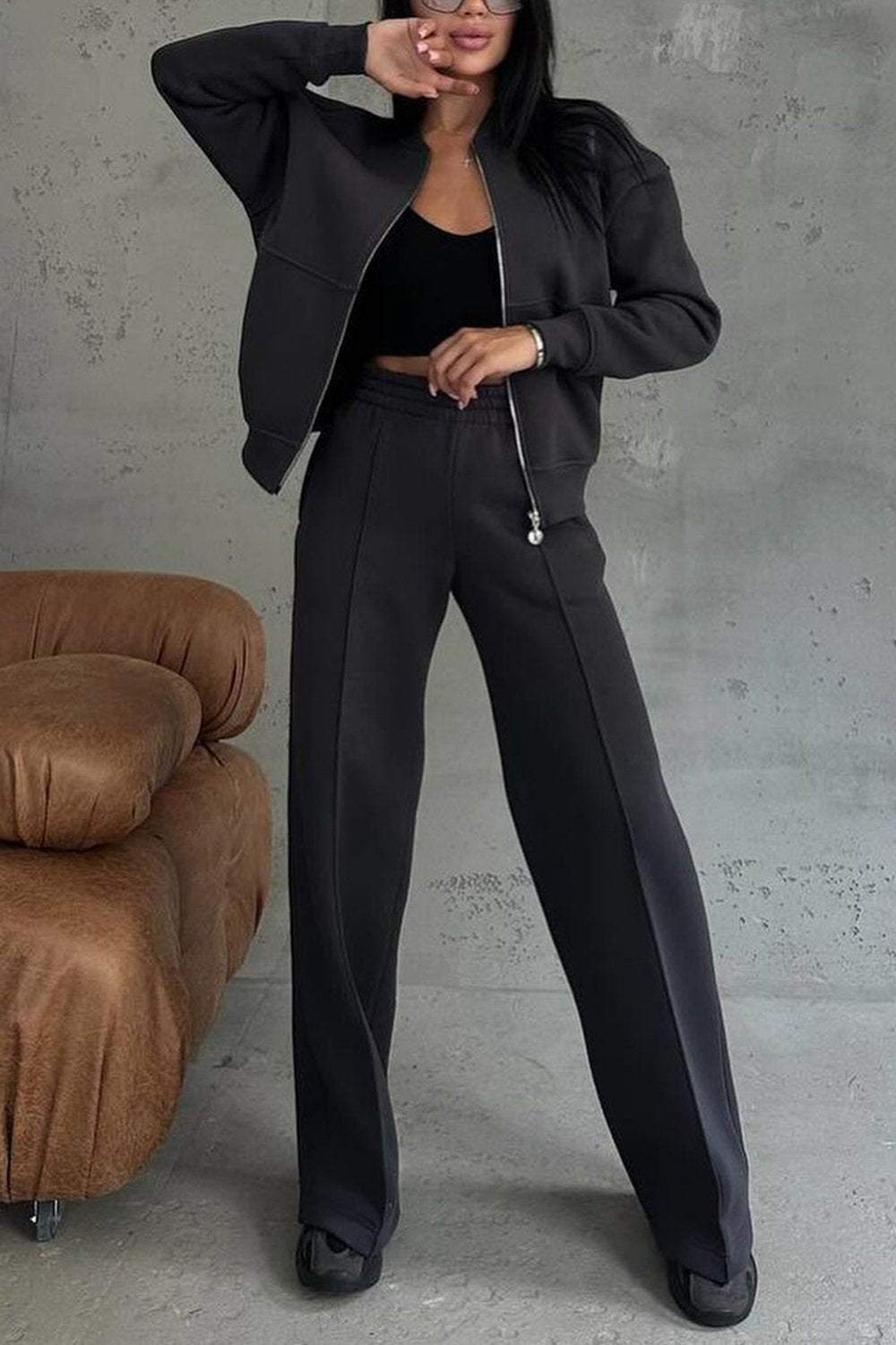 ⏰ LAST DAY  💥Women's Zipper Jacket & Pants Two-piece Set