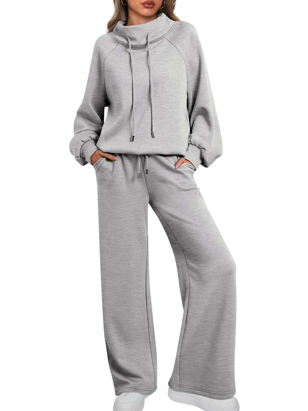 🔥2025 Women's Cotton Holiday Casual Crew Neck Drawstring Sweatshirt Set