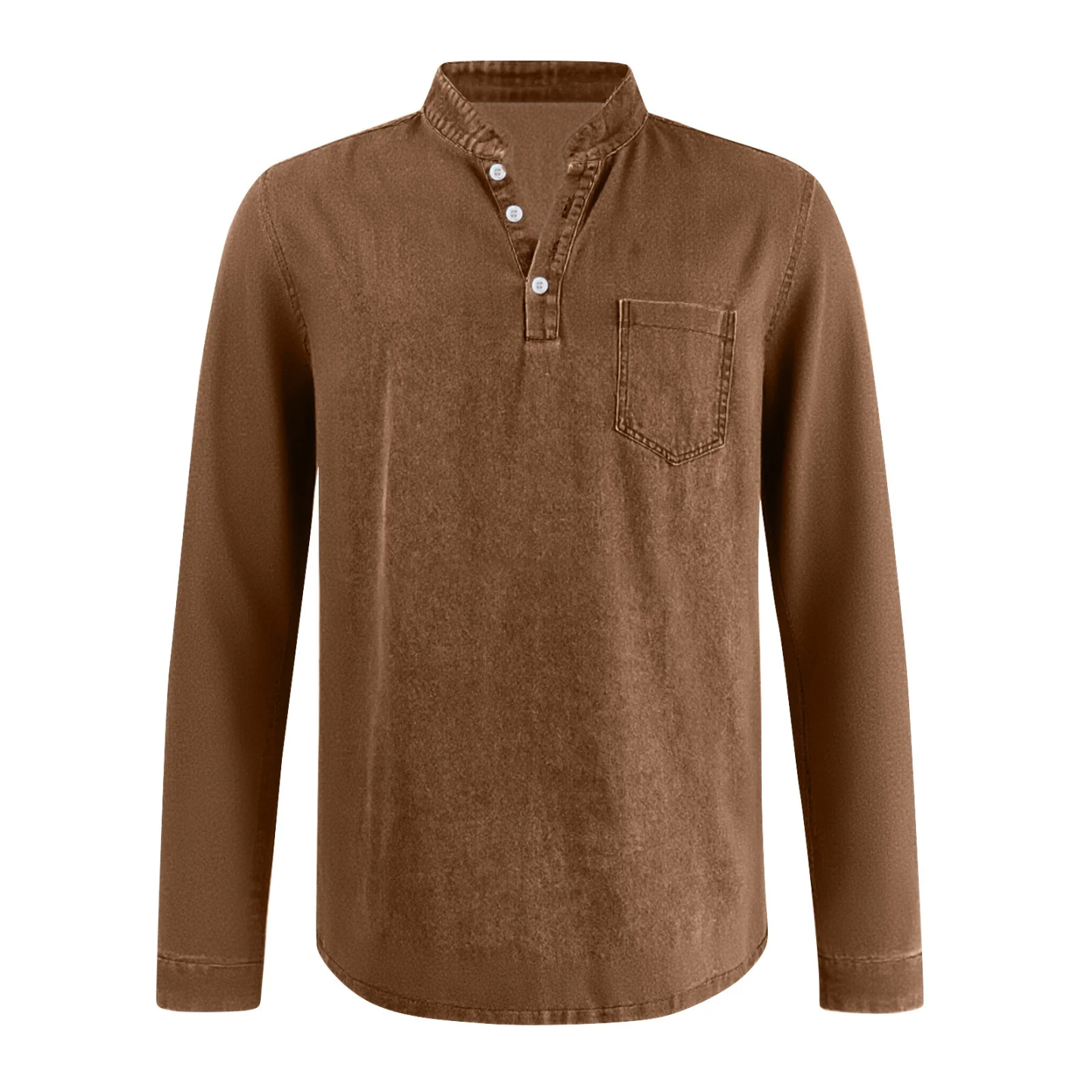 💫Clearance Sale🔥10-PACK FOR $31.99🔥Men's Retro Stand Collar Pocket Casual Distressed Long Sleeve Henley Shirt