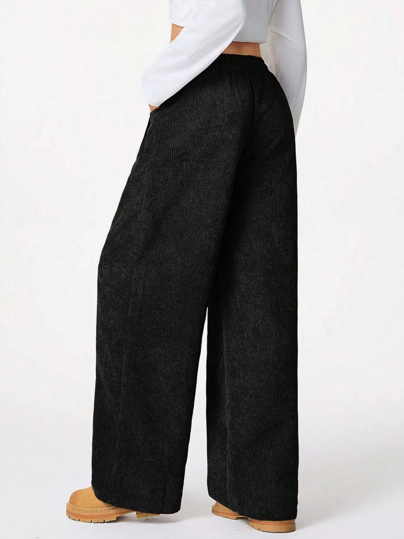 Wide Leg Corduroy Drawstring Pants