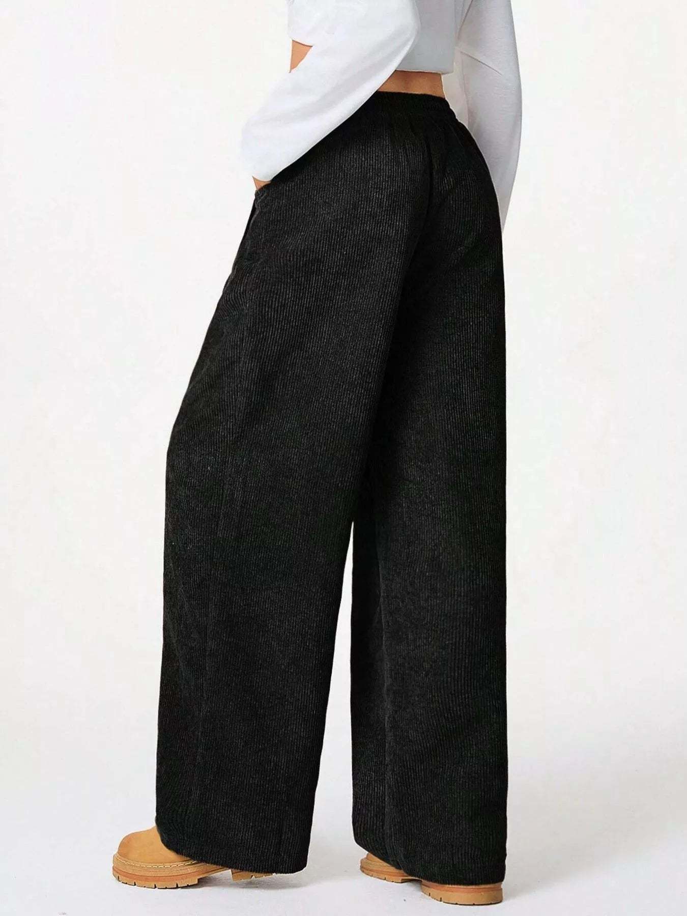 Wide Leg Corduroy Drawstring Pants