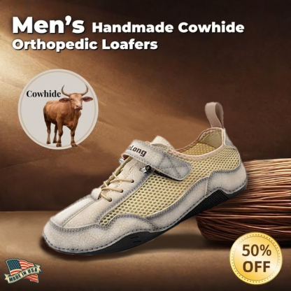 ⏰Promotion - 50% OFF🔥Men's Breathable Leather Orthopedic Shoes – Hand-Stitched. Non-Slip