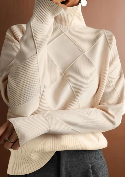 🔥Women's Solid Color Casual Turtleneck Loose Warm Knitted Sweater