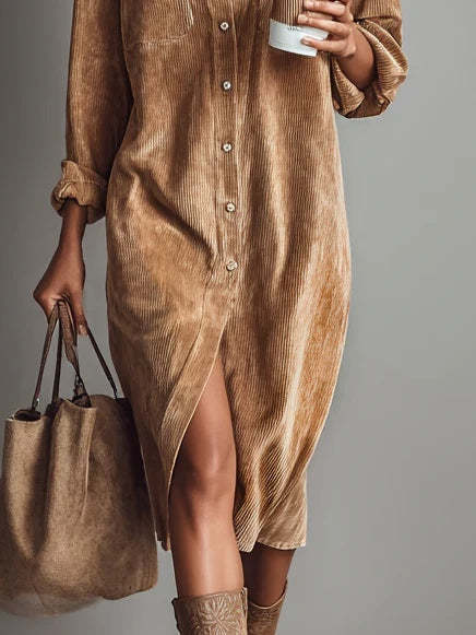 VAULT FASHION | Loose Fit Corduroy Midi Dress