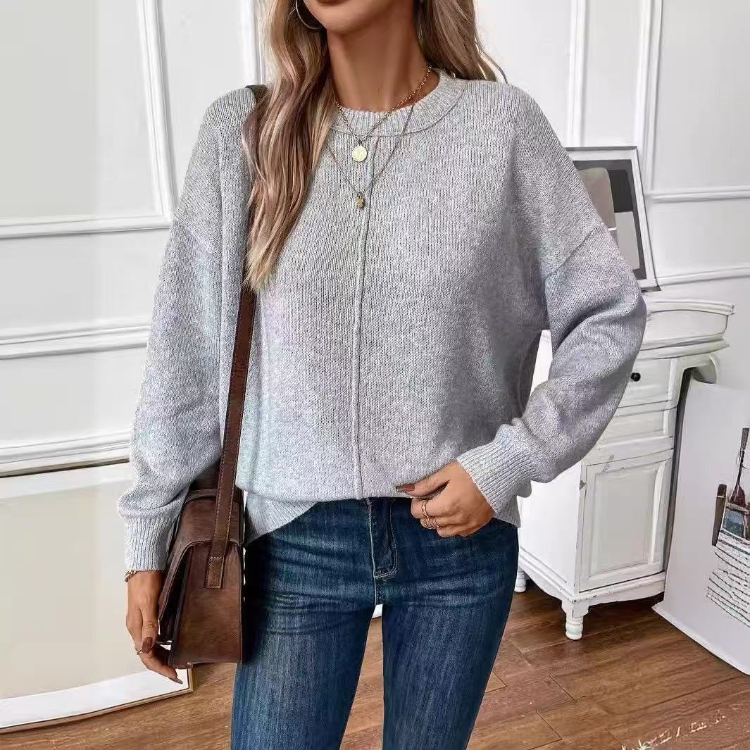 ⏰Last Day! 46% OFF-Exposed Seam Crewneck Sweater