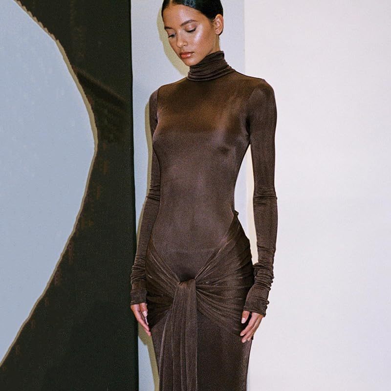 Women's long-sleeved turtleneck dress