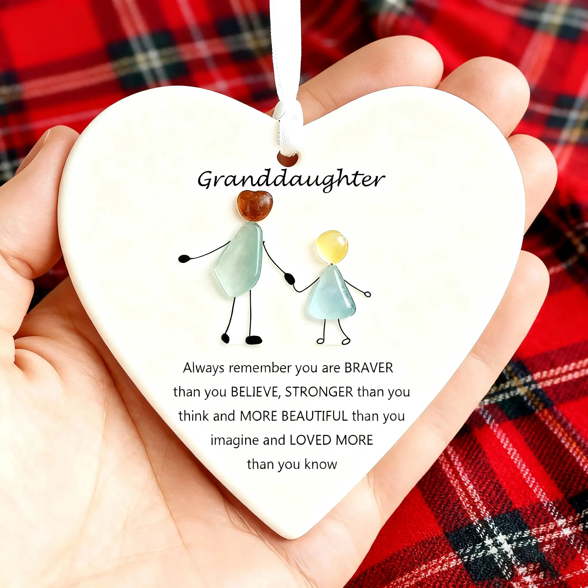 Heart-Shaped Sea Glass Ornament🌊✨ Friendship, Grandchildren & Timeless Bonds