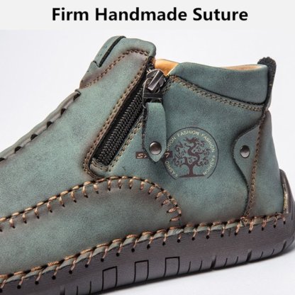 Zipper Plush Ankle Leather Orthopedic Shoes For Men Nonslip Boots