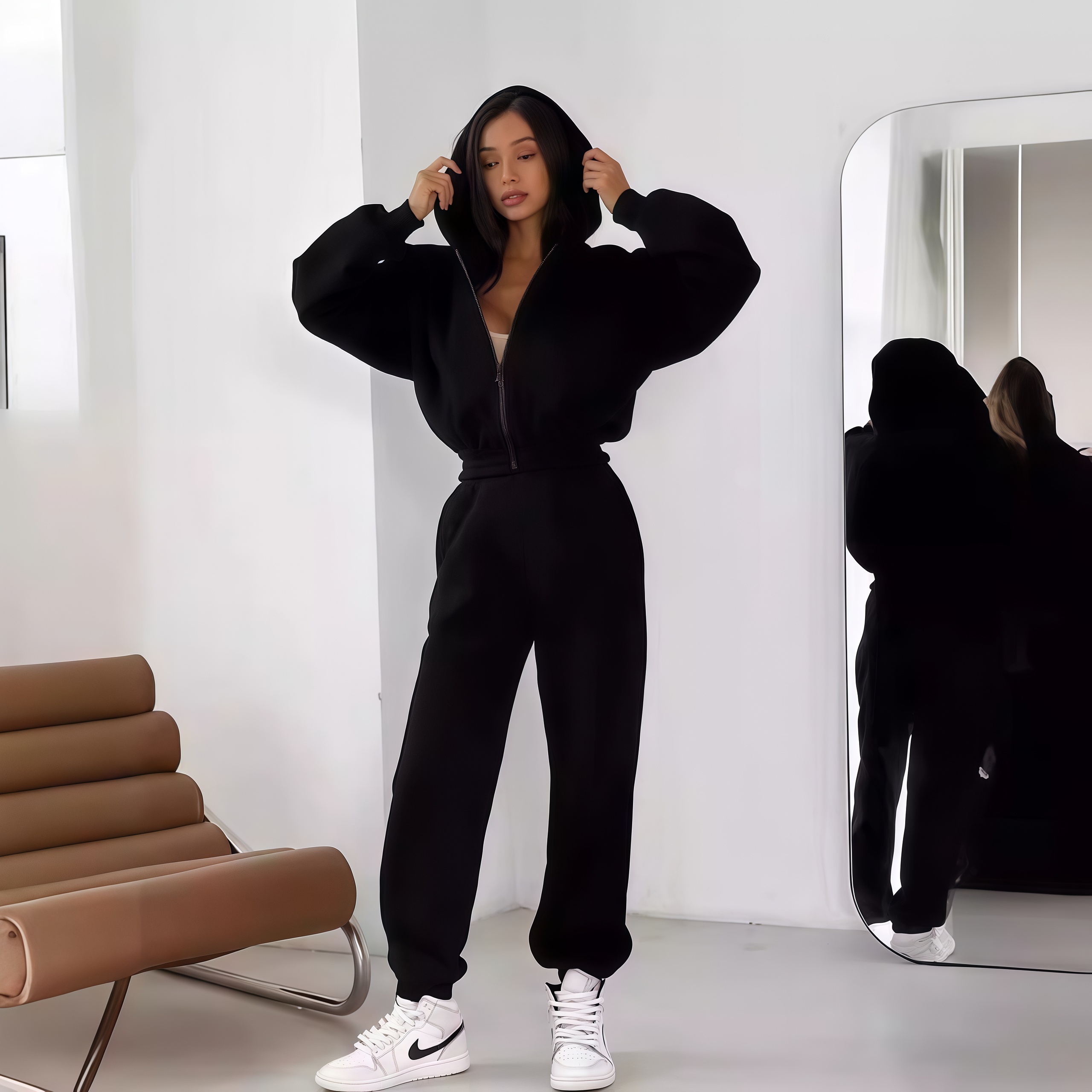🔥Women's Cropped Hooded Sweatshirt and Jogging Pants Tracksuit