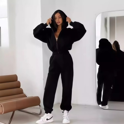 🔥Women's Cropped Hooded Sweatshirt and Jogging Pants Tracksuit