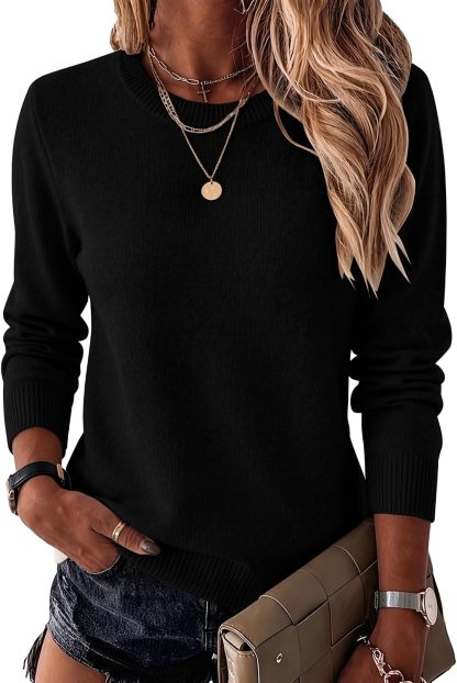 Womens Wool Blend Sweater Crewneck Long Sleeve Tops Fashion Clothing