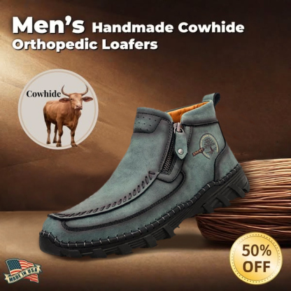 (🔥Christmas Clearance sale - 50% OFF)  Men's Vintage Casual Soft And Breathable Side Zipper Cowhide Leather Boots