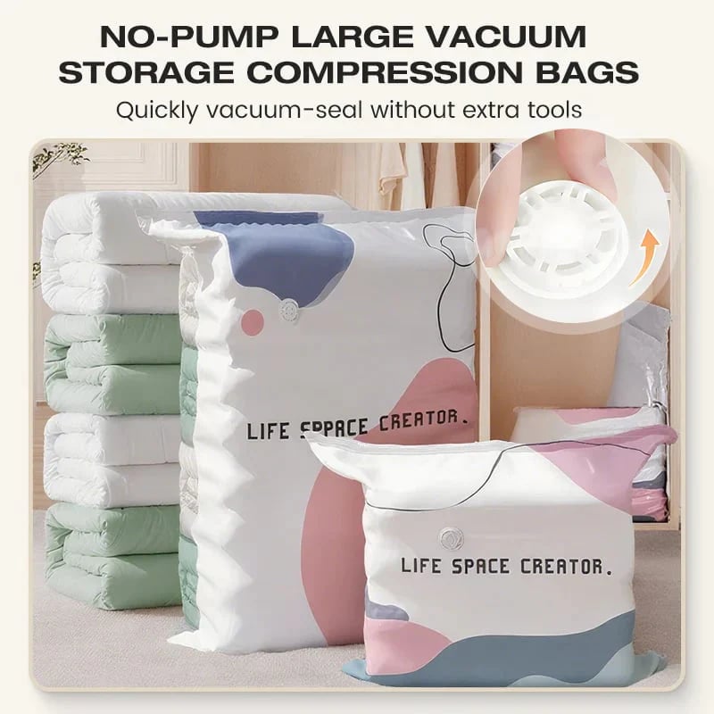 🧳 Large Capacity Vacuum Storage Bags – No Pump Needed