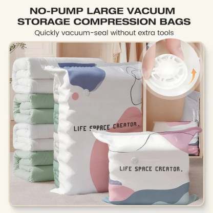 🧳 Large Capacity Vacuum Storage Bags – No Pump Needed